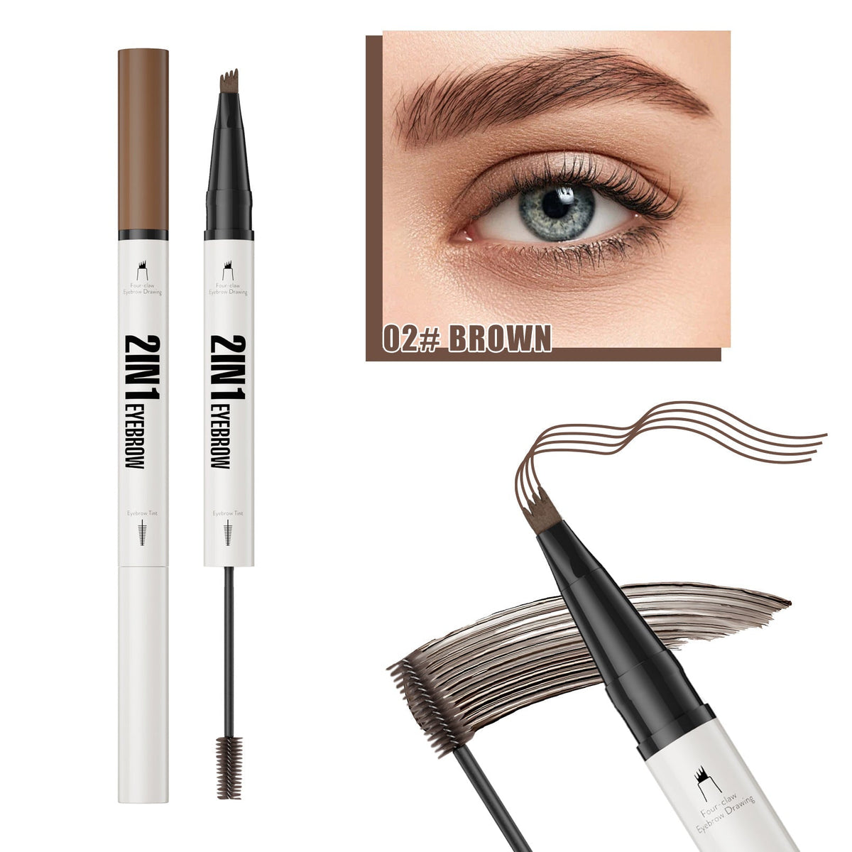 💄 FLASH SALE 50% OFF! 🌸 2-in-1 Eyebrow Pencil &amp; Tinted Gel – Micro-Fork Tip for Hair-Like Strokes, Waterproof &amp; Smudge-Proof, Natural Long-Lasting Brows 🏆