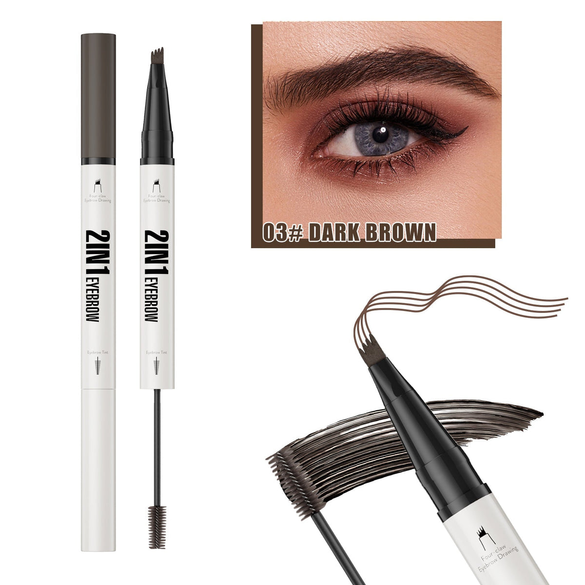 💄 FLASH SALE 50% OFF! 🌸 2-in-1 Eyebrow Pencil &amp; Tinted Gel – Micro-Fork Tip for Hair-Like Strokes, Waterproof &amp; Smudge-Proof, Natural Long-Lasting Brows 🏆