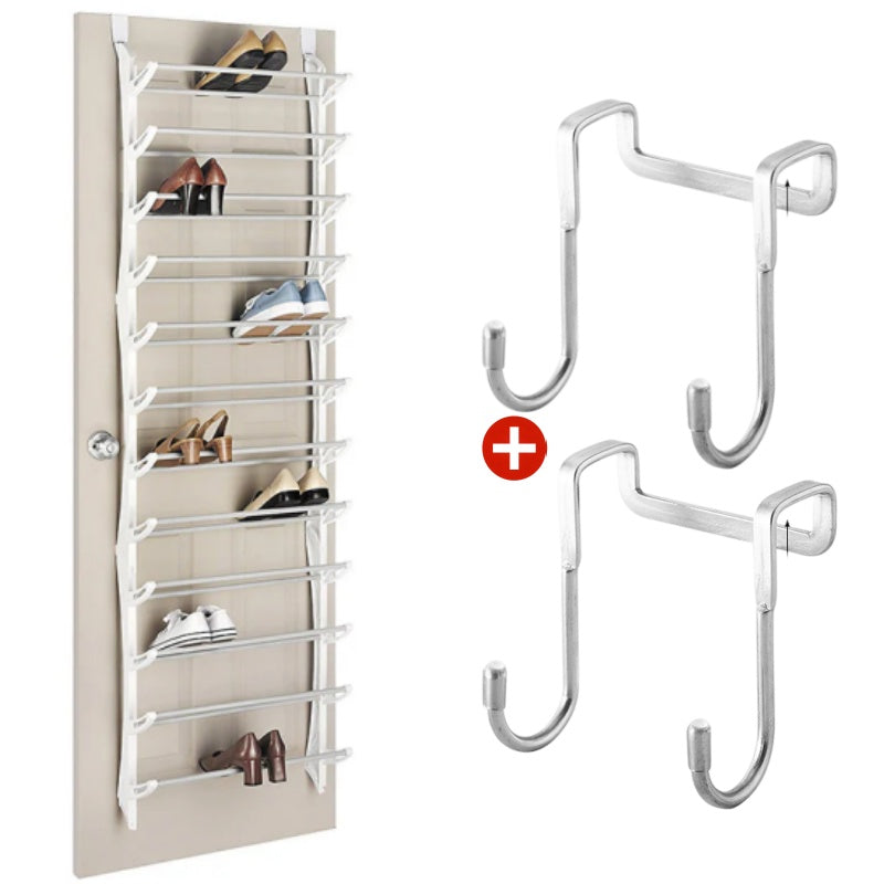👟  Over-the-Door Shoe Rack Organizer – 24 pockets &amp; tool-free install – Fits standard doors, holds up to 24 pairs – perfect for entryway or closet 🚪✨