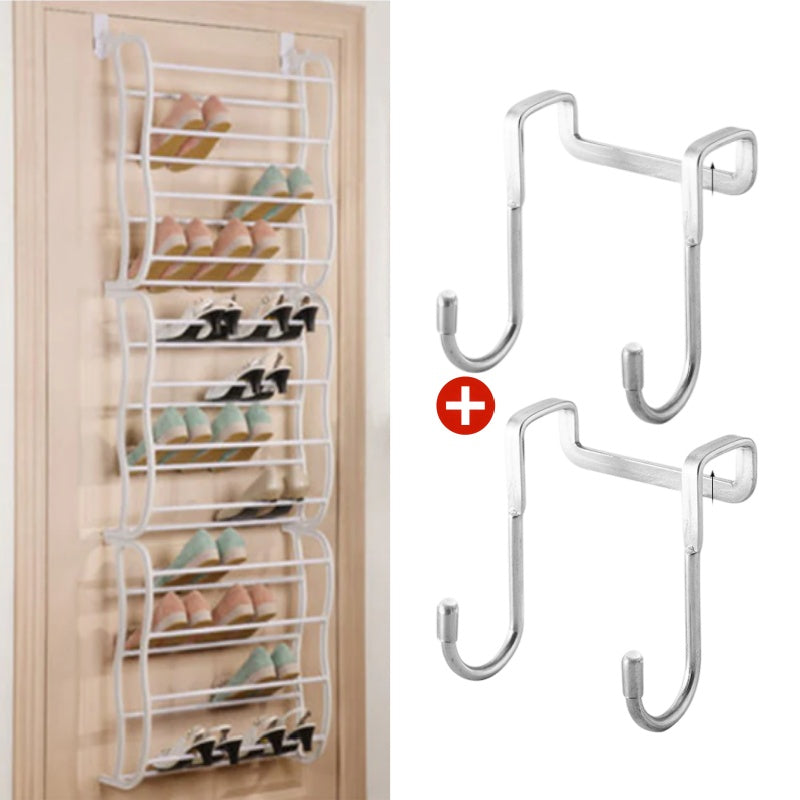 👟  Over-the-Door Shoe Rack Organizer – 24 pockets &amp; tool-free install – Fits standard doors, holds up to 24 pairs – perfect for entryway or closet 🚪✨
