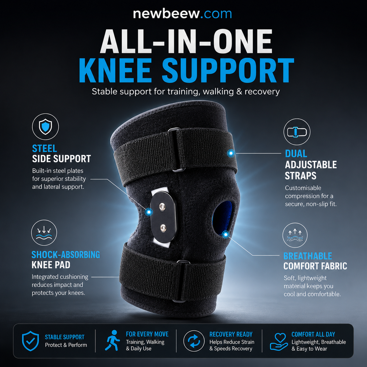 Breathable Adjustable Knee Support Brace