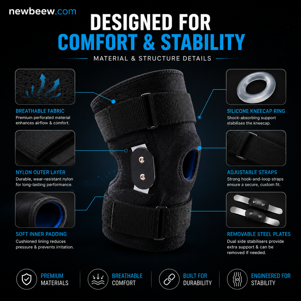 Breathable Adjustable Knee Support Brace
