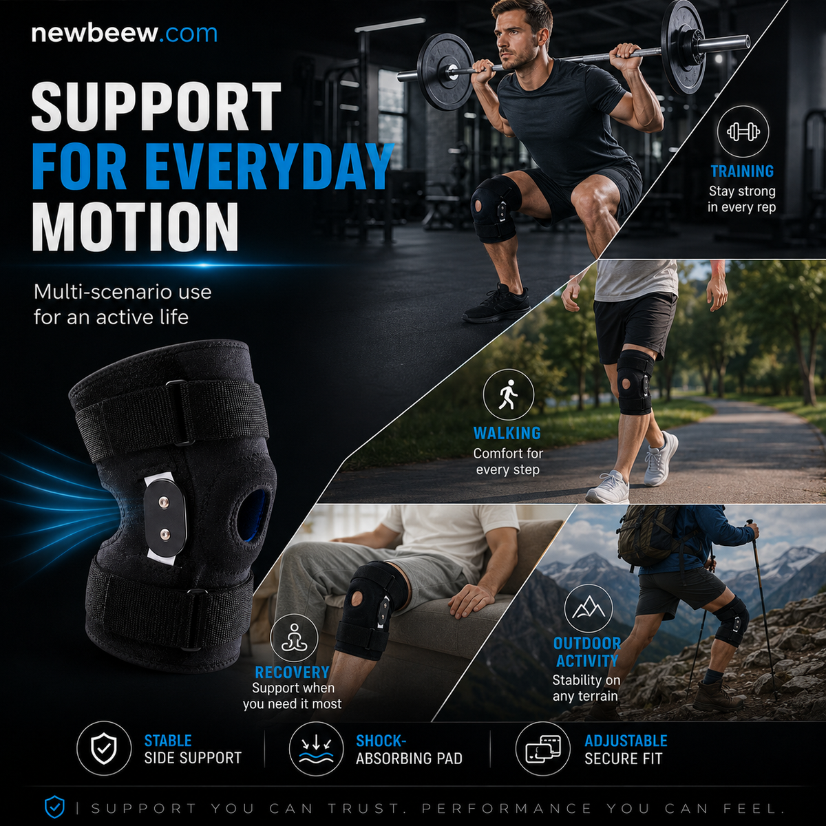Breathable Adjustable Knee Support Brace