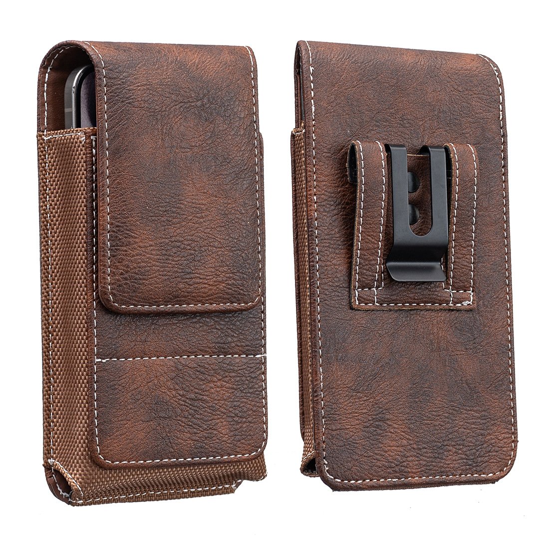 Belt Phone Holder with Magnetic Closure – Sturdy Smartphone Holster with Clip, Belt Loop &amp; Card Slot