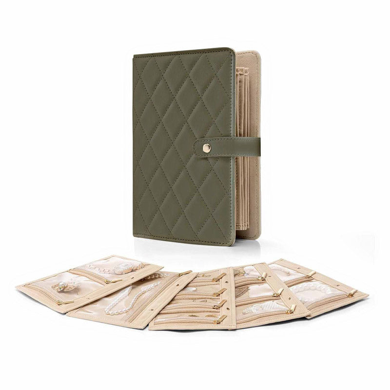 📢📢Buy 2 get 1 free !! 🌿Elegant Portable Checkered Jewelry Storage Bag✨