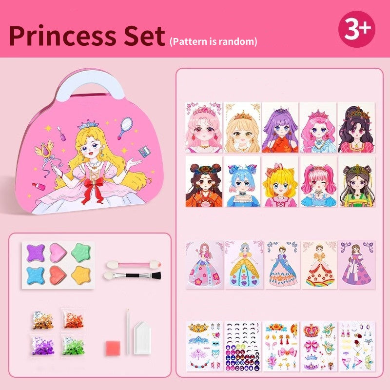 👑 50% OFF NOW! 🎨 Princess Makeup &amp; Diamond Painting Craft Kit – Mess-Free Paper Play, Realistic Fun for Girls ✨