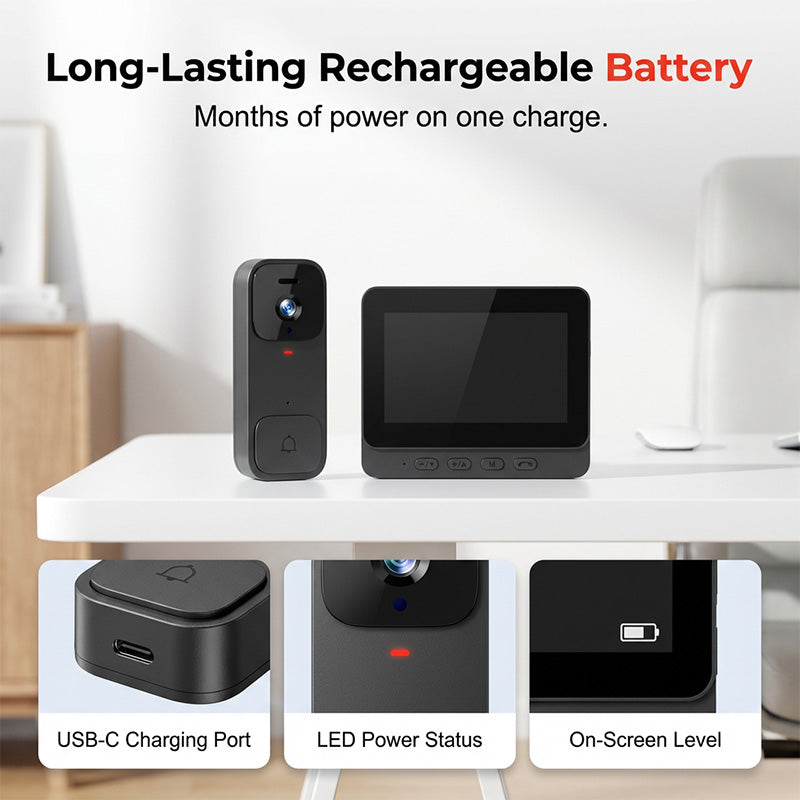 ⏳Time-Limited Special⏰Smart Video Doorbell with 4.3" Display – Two-Way Audio, Night Vision, Wide Angle 🏠