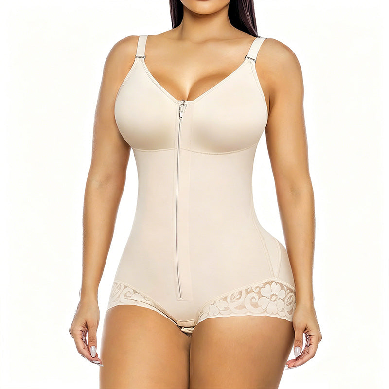 👙 LIMITED-TIME 50% OFF! 💥 Women's Tummy Control Zip Bodysuit – 360° Compression, Adjustable Straps, Hourglass ✨