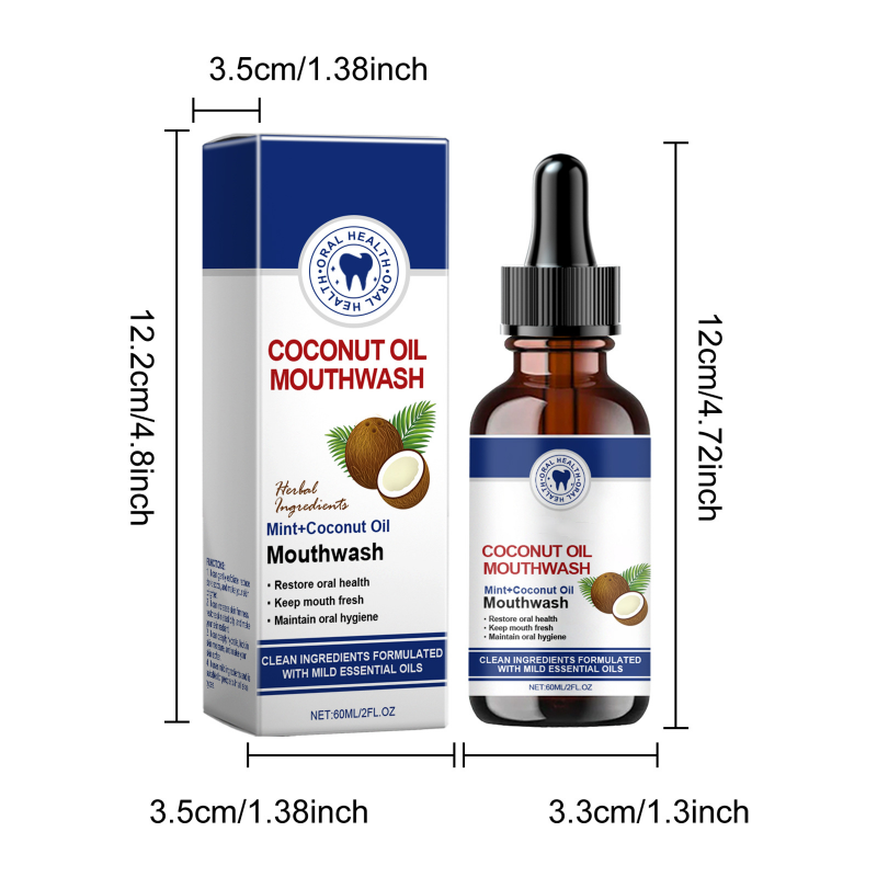 🔥BUY 2 GET 1 FREE🦷👍HOT SALE - Natural Coconut &amp; Mint Oil Mouthwash Concentrate