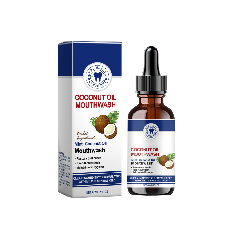 🔥BUY 2 GET 1 FREE🦷👍HOT SALE - Natural Coconut &amp; Mint Oil Mouthwash Concentrate