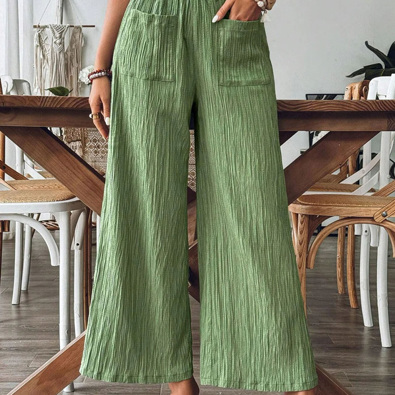 👖 50% OFF NOW!🌿 Women's Casual Solid-Color Loose-Fitting Pants – High-Waisted Wide Leg &amp; Crinkle Texture – Comfy Lounge Trousers ✨