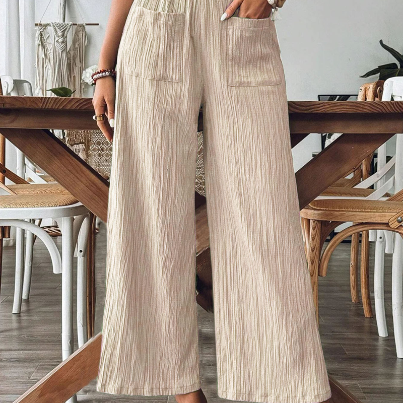 👖 50% OFF NOW!🌿 Women's Casual Solid-Color Loose-Fitting Pants – High-Waisted Wide Leg &amp; Crinkle Texture – Comfy Lounge Trousers ✨