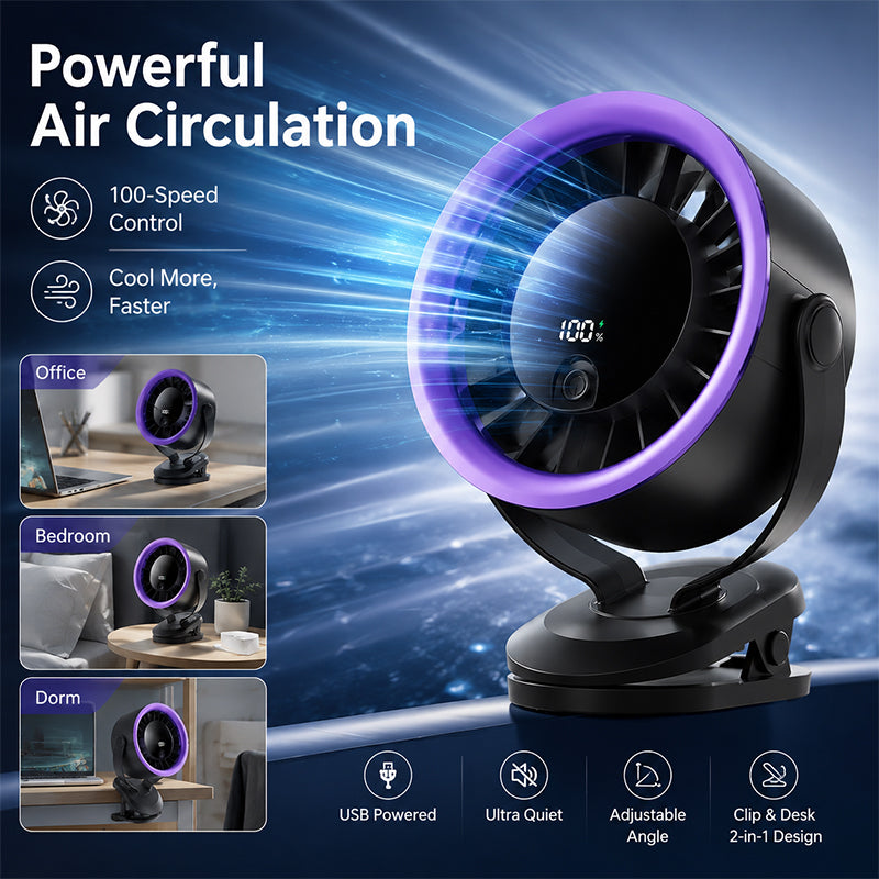 Portable USB Fan with Digital Display