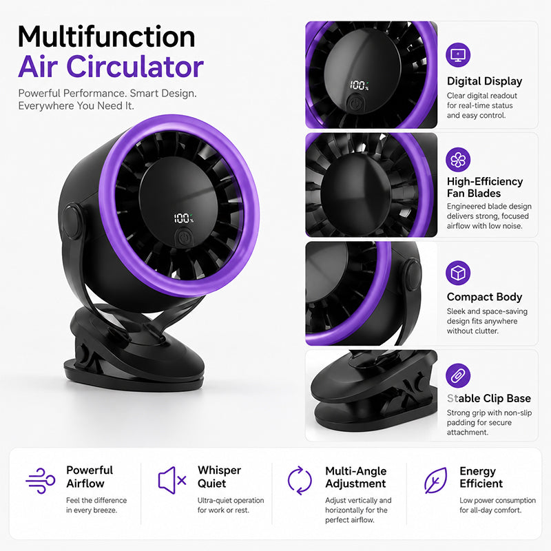 Portable USB Fan with Digital Display