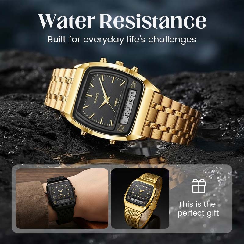 ⏱️ Vintage-Style Square Watch with Multifunction Display — Classic Retro Design, Modern Features