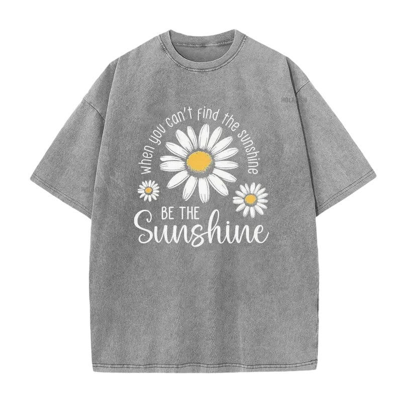 Unisex Vintage Washed Daisy Print Loose Fit T-Shirt