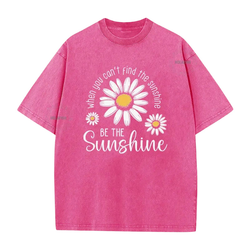 Unisex Vintage Washed Daisy Print Loose Fit T-Shirt