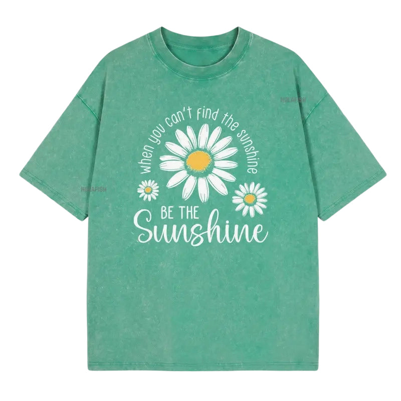 Unisex Vintage Washed Daisy Print Loose Fit T-Shirt