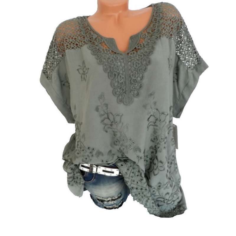 Women’s Elegant Lace Embroidered V-Neck Top