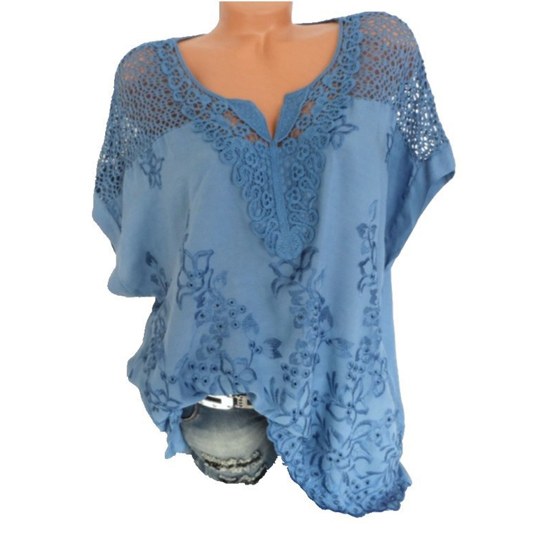 Women’s Elegant Lace Embroidered V-Neck Top