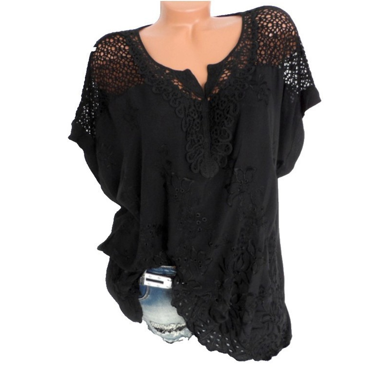 Women’s Elegant Lace Embroidered V-Neck Top