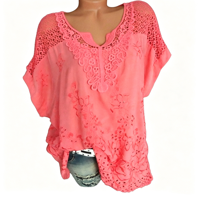 Women’s Elegant Lace Embroidered V-Neck Top