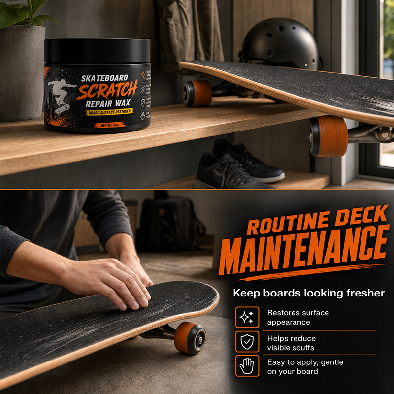 🥳2026 HOT SALE🥳💞50K+ SOLD!🛹✨ 50% OFF! Skateboard Scratch Repair Cream – Reduces scuffs, restores surface shine. Easy sponge application. A quick refresh for your deck! 🧽💨