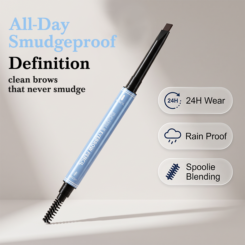 💥Amazing discount！👱‍♀️One-stroke design, reveal your natural beauty！Double-Ended Waterproof Angled Eyebrow Pencil