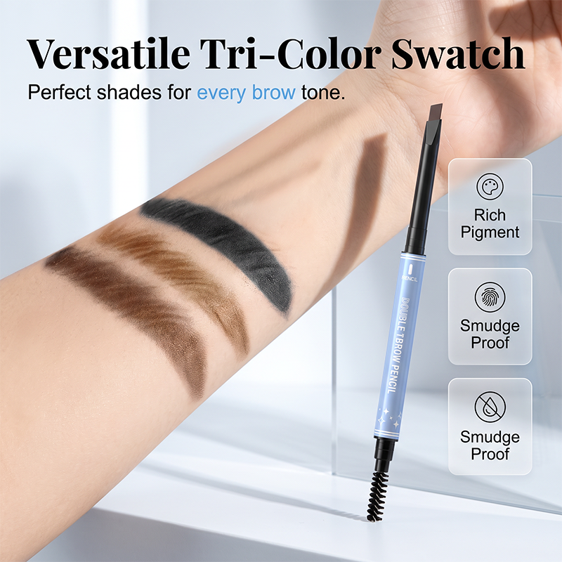 💥Amazing discount！👱‍♀️One-stroke design, reveal your natural beauty！Double-Ended Waterproof Angled Eyebrow Pencil