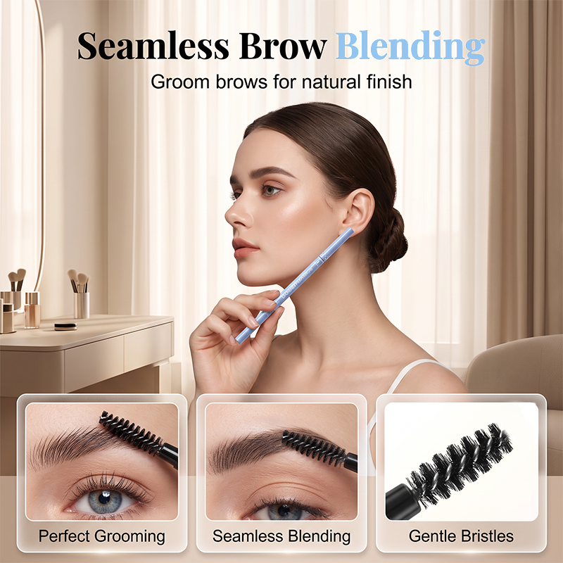 💥Amazing discount！👱‍♀️One-stroke design, reveal your natural beauty！Double-Ended Waterproof Angled Eyebrow Pencil
